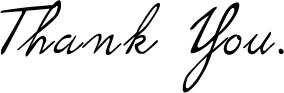 Thank you cursive text