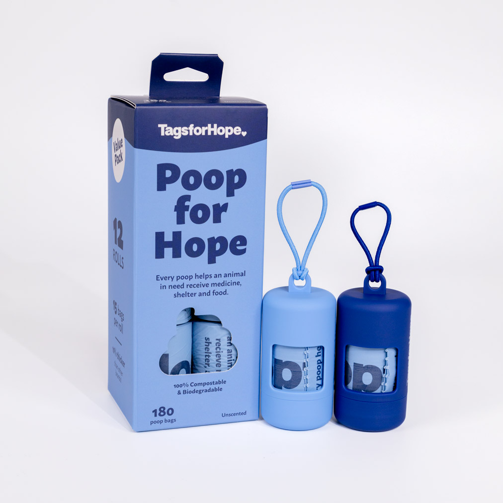 baby blue poop bags with holder